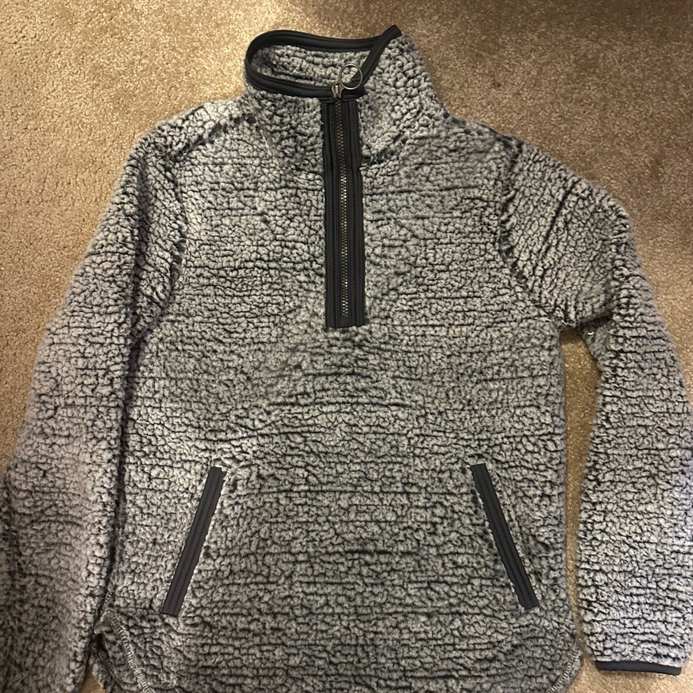 Gray Sherpa Quarter-Zip Sweater